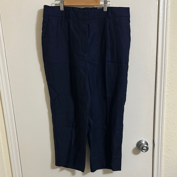 NWT Talbots Bristol Crop Linen Navy Pants 14P - Picture 1 of 6